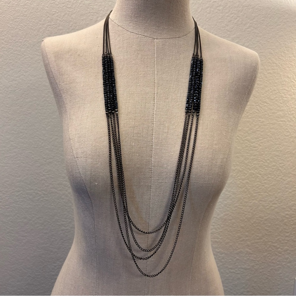 Vera Wang 4 Strand Chain and Faceted Bead Necklace